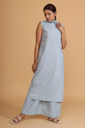 Sleeveless Collar Tunic & Pants