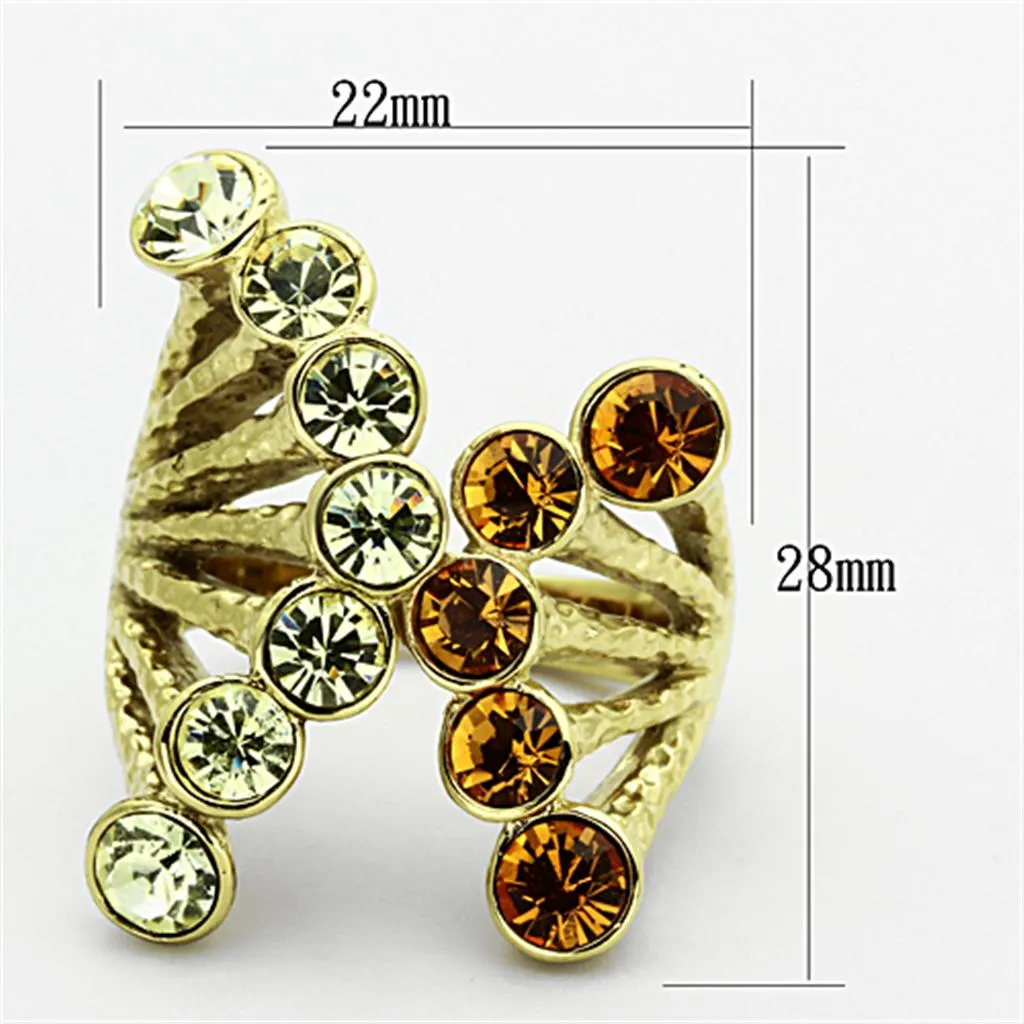 Steel Ring Top GRD Crystal Multi TK1291 for Women Style Plating