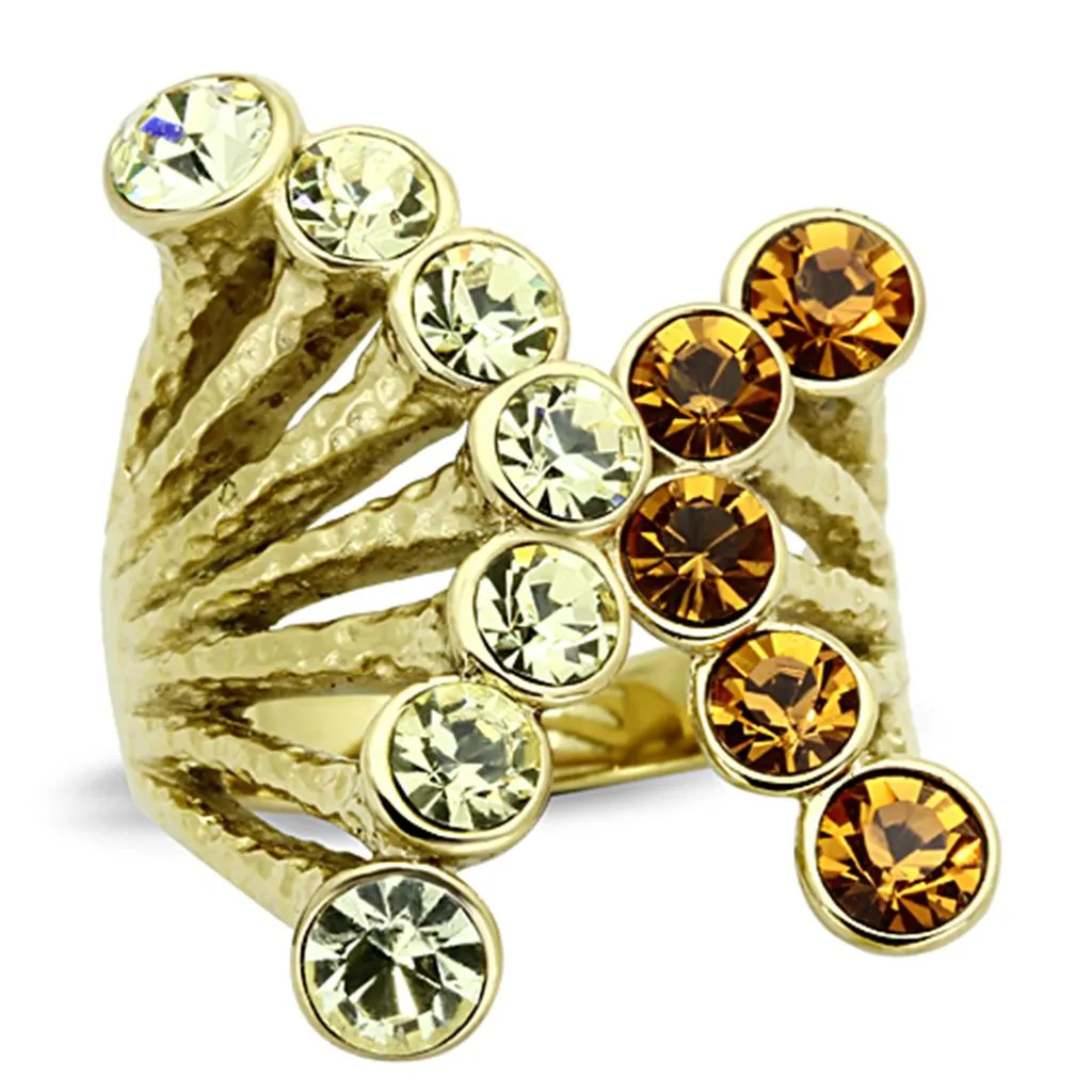 Steel Ring Top GRD Crystal Multi TK1291 for Women Style Plating