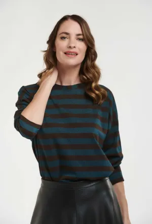 Striped Lurex Top - Teal/Brown