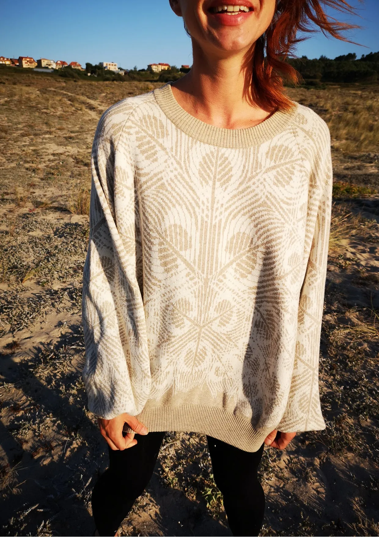 SWEATER OVERSIZED - KNIT PEACOCK beige