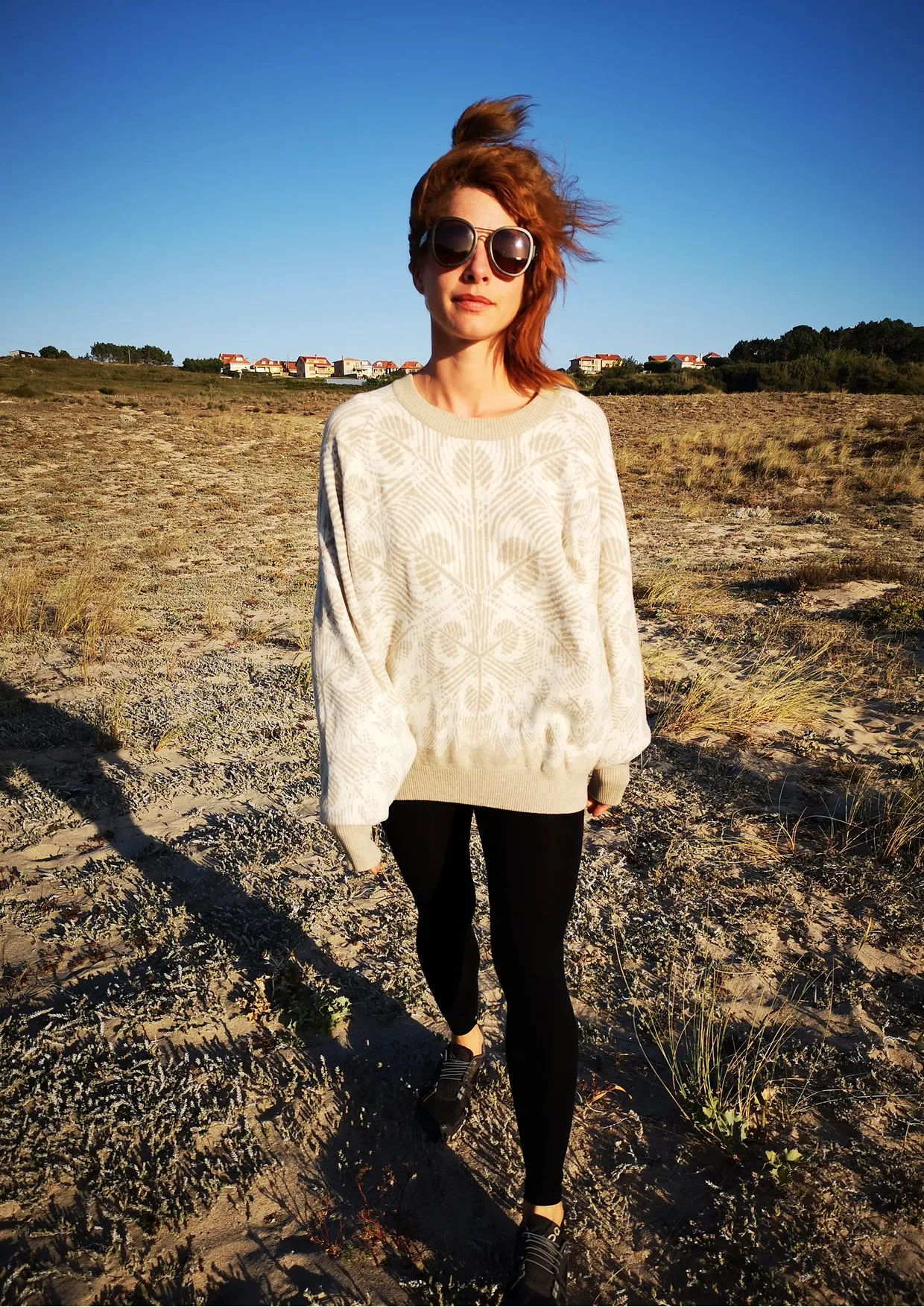 SWEATER OVERSIZED - KNIT PEACOCK beige