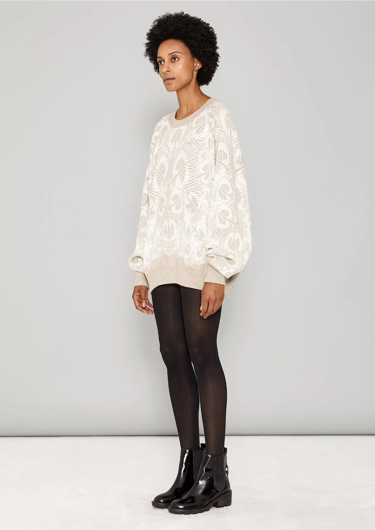 SWEATER OVERSIZED - KNIT PEACOCK beige