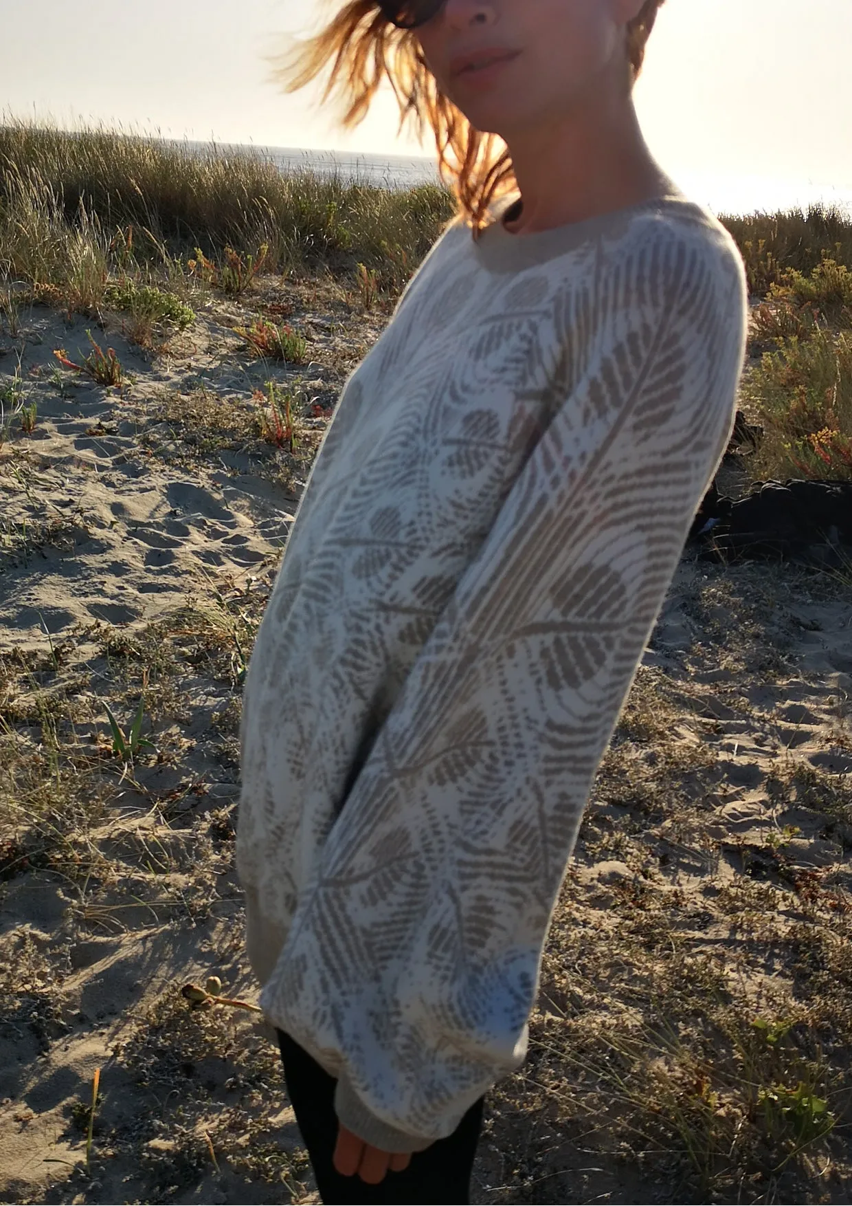 SWEATER OVERSIZED - KNIT PEACOCK beige