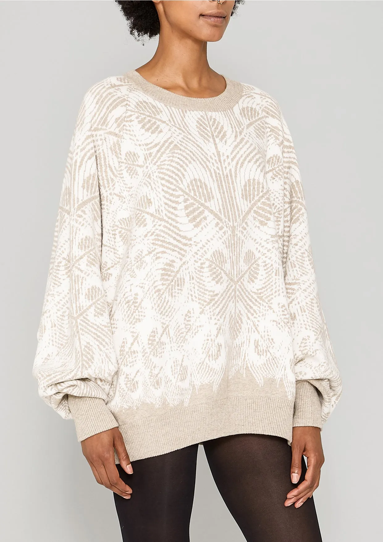 SWEATER OVERSIZED - KNIT PEACOCK beige