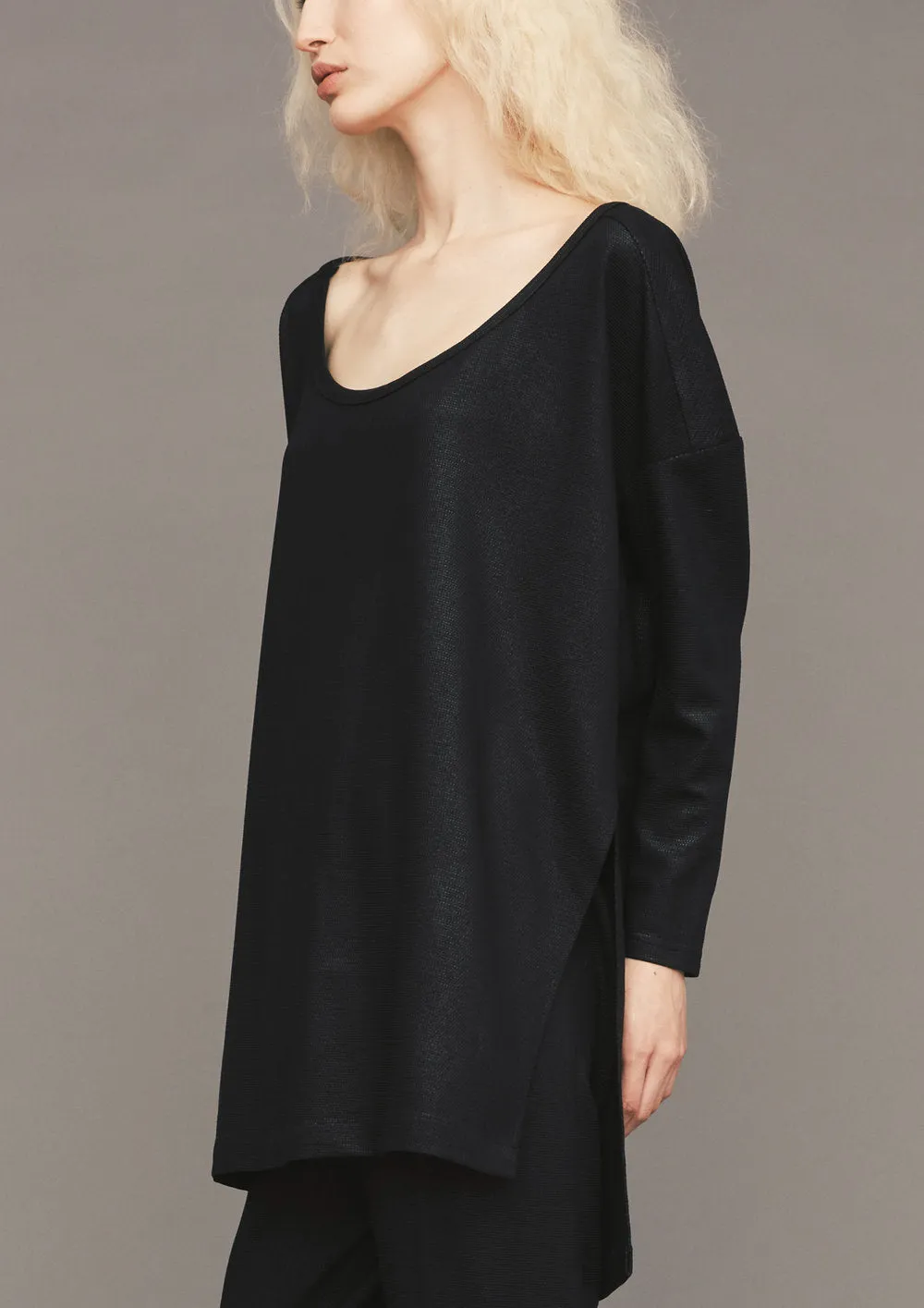 SWEATER TIGHT SLEEVES - FANCY TECH LACES STRETCH black