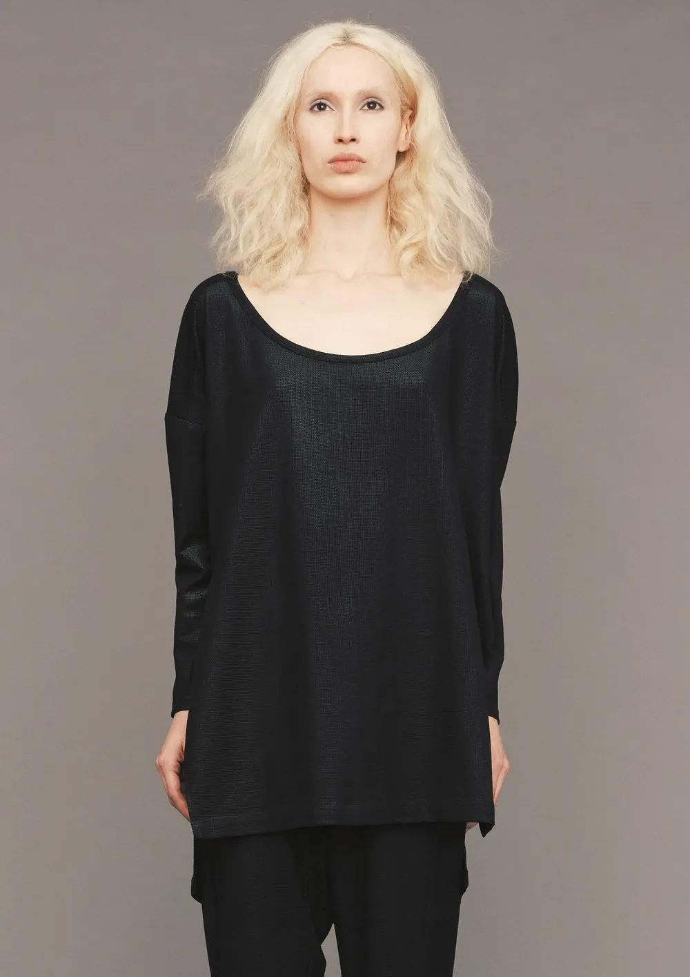 SWEATER TIGHT SLEEVES - FANCY TECH LACES STRETCH black