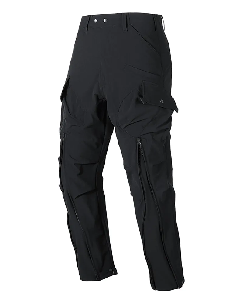 Techwear Laminated Zipper Black Cargo Pants