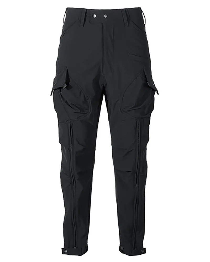 Techwear Laminated Zipper Black Cargo Pants