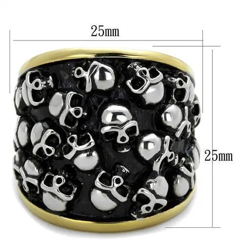 Two-Tone IP Gold (Ion Plating) Stainless Steel Ring with No Stone for Women Style TK2057