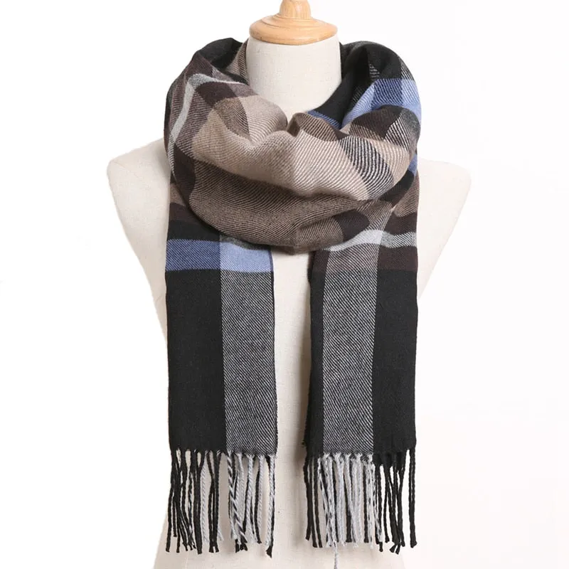 [VIANOSI] 2019 Plaid Winter Scarf Women Warm Foulard Solid Scarves Fashion Casual Scarfs Cashmere Bufandas Hombre