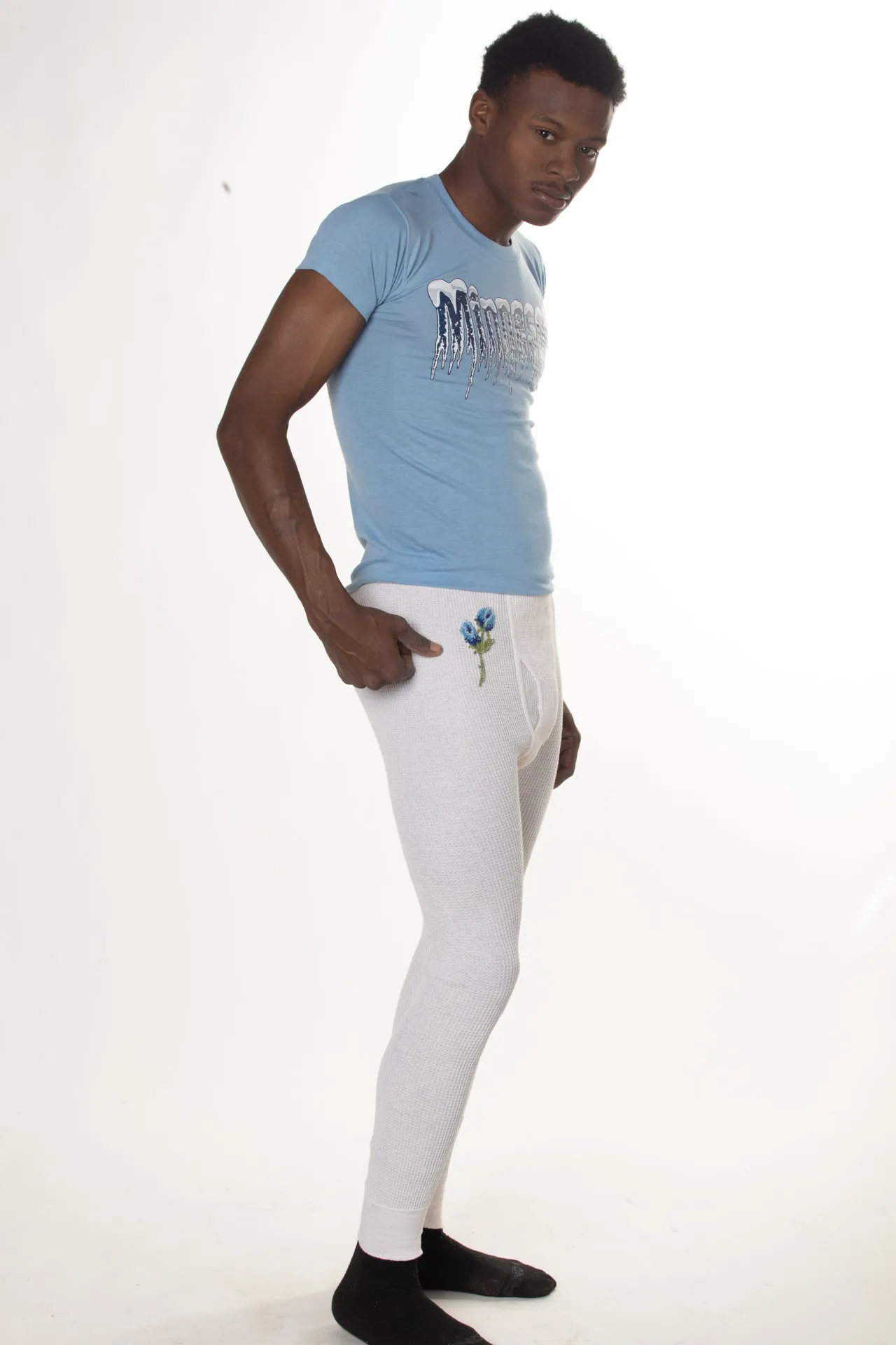 VINTAGE BLUE ROSE THERMAL PANT