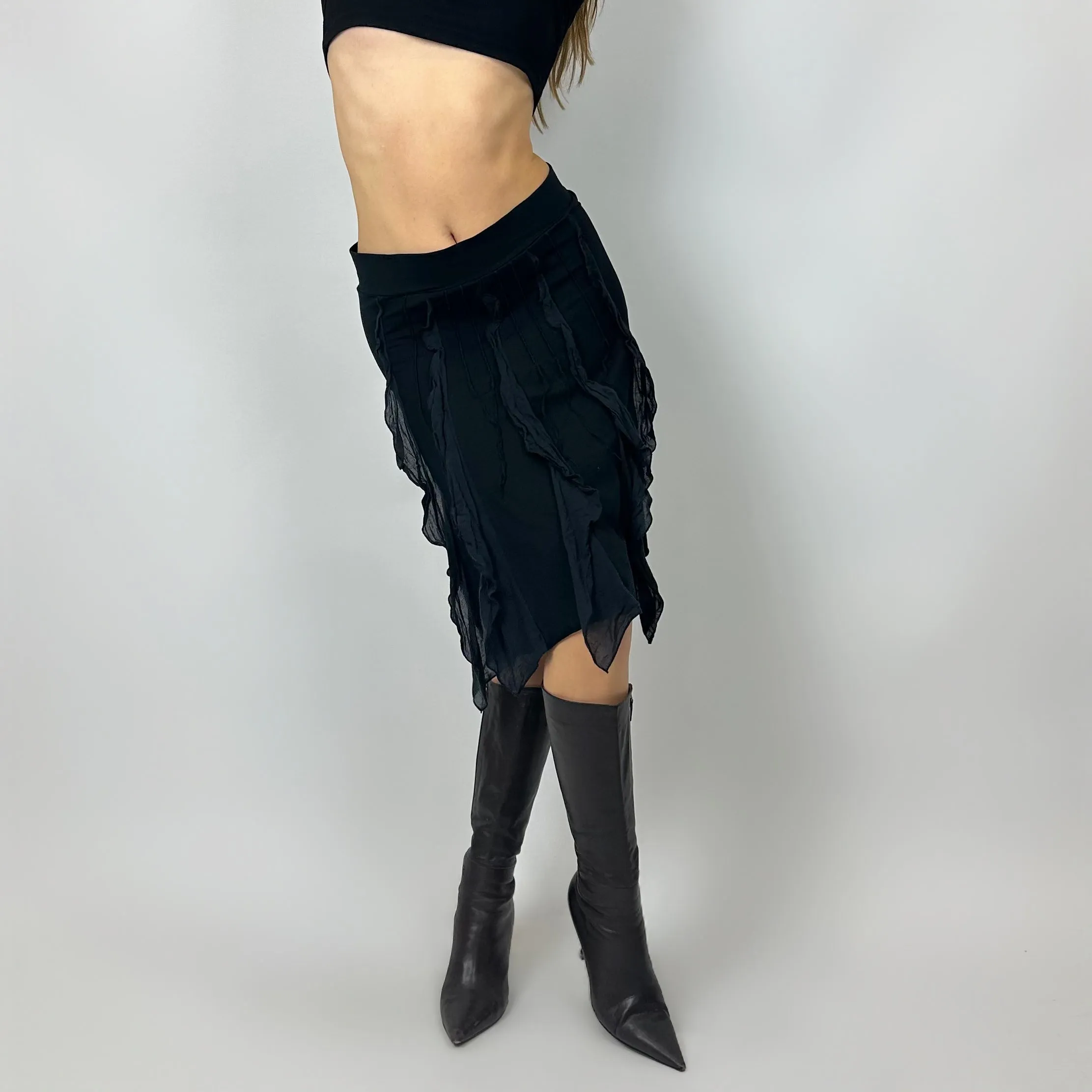 Vintage Cop Copine Black Midi Skirt (s/m)