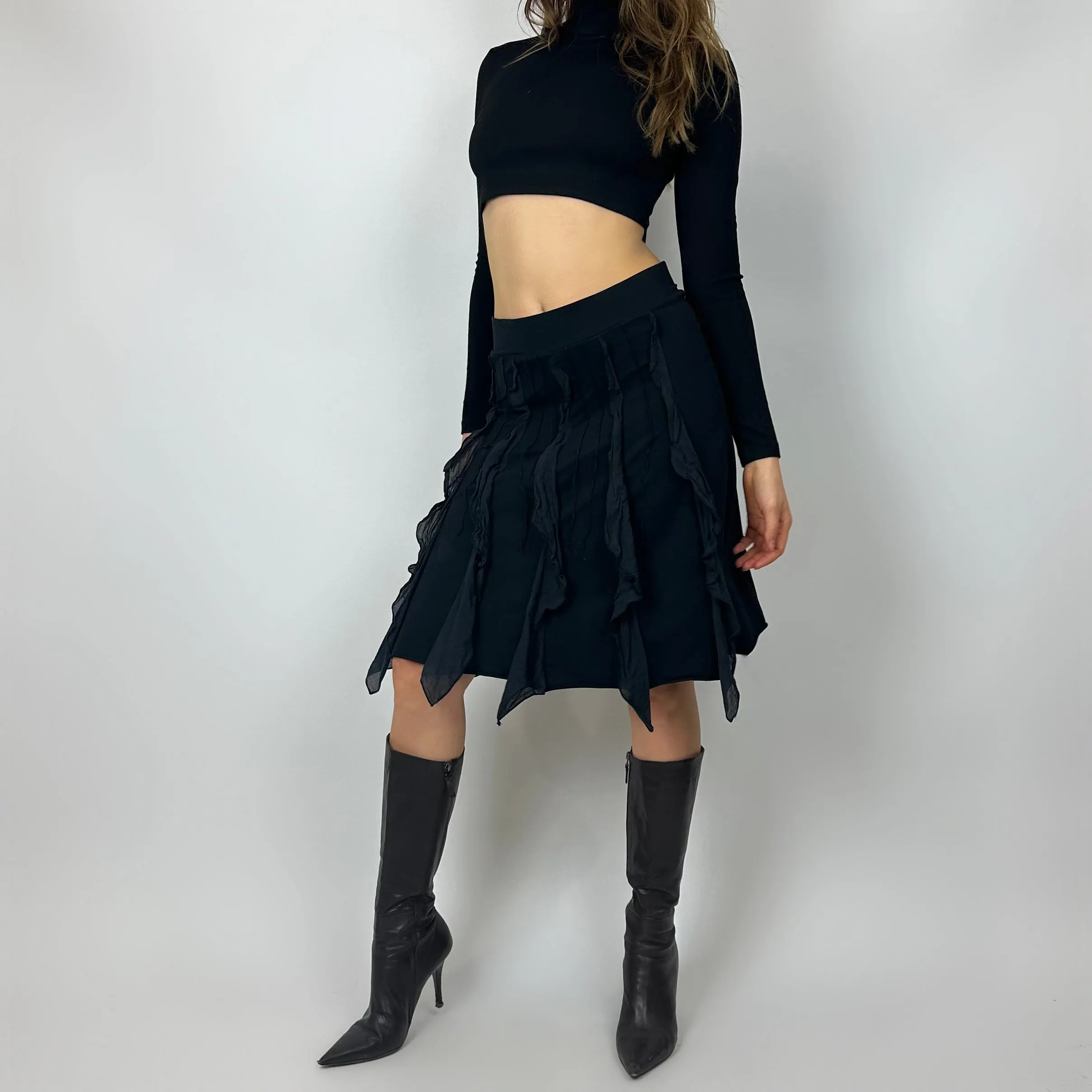 Vintage Cop Copine Black Midi Skirt (s/m)