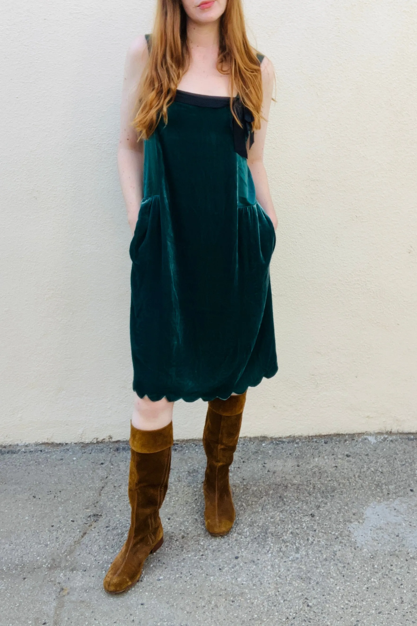 Vintage DKNY Green Velvet Slip Dress