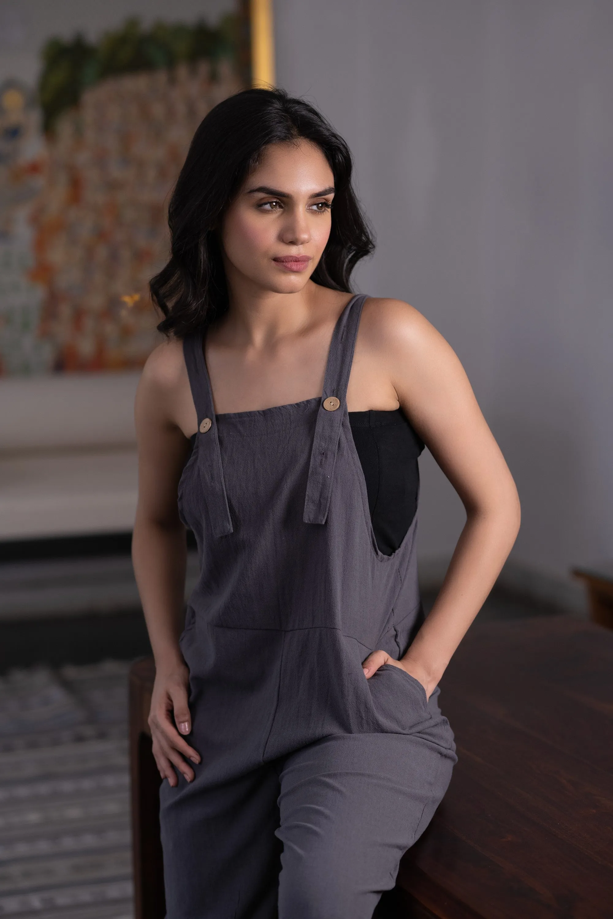 Women’s Comfy Jumpsuit with adjustable straps - Blackbeads