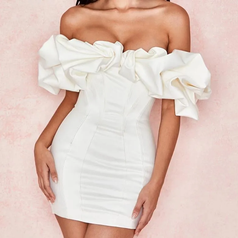 Women's Sheath Off-Shoulder Mini Dress With Ruffles