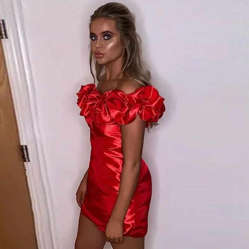 Women's Sheath Off-Shoulder Mini Dress With Ruffles