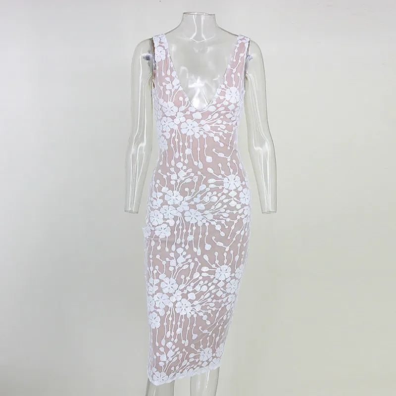 Women's Summer Backless Sheath Sleeveless V-Neck Dress