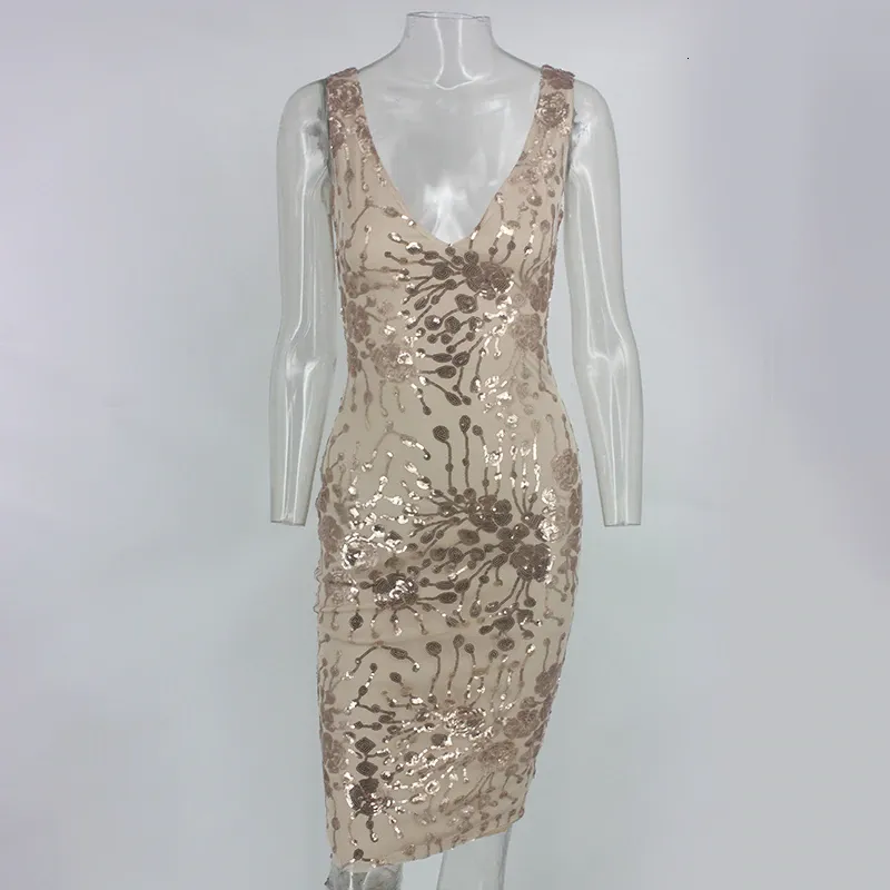 Women's Summer Backless Sheath Sleeveless V-Neck Dress