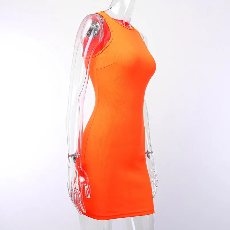 Women's Summer Casual Cotton Ribbed O-Neck Dress