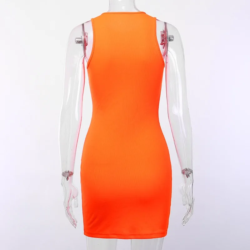 Women's Summer Casual Cotton Ribbed O-Neck Dress