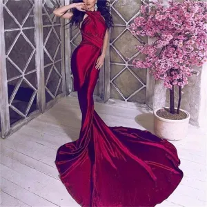 Women's Summer V-Neck Sheath Backless Satin Long Dress